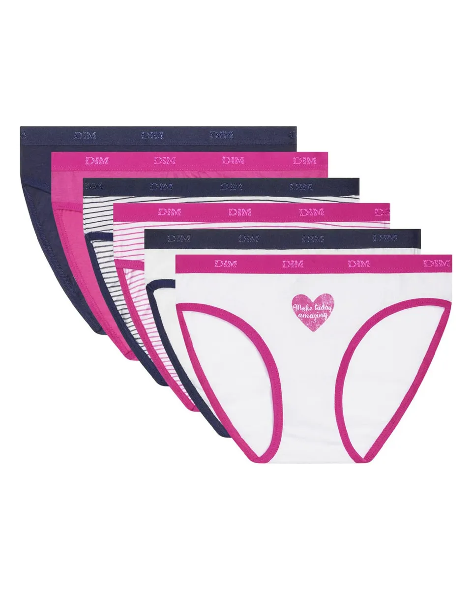 DIM Mutande Bambina Pacco da 6 Cotone Morbido