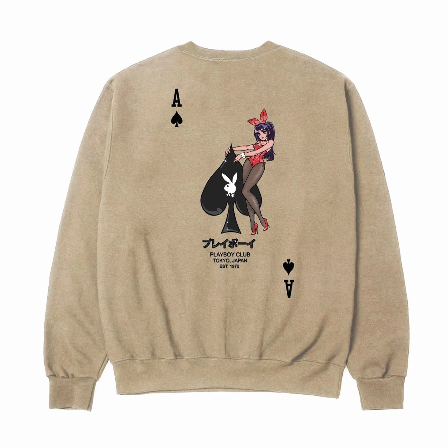 Playboy Ace of Spades felpa girocollo sabbia S