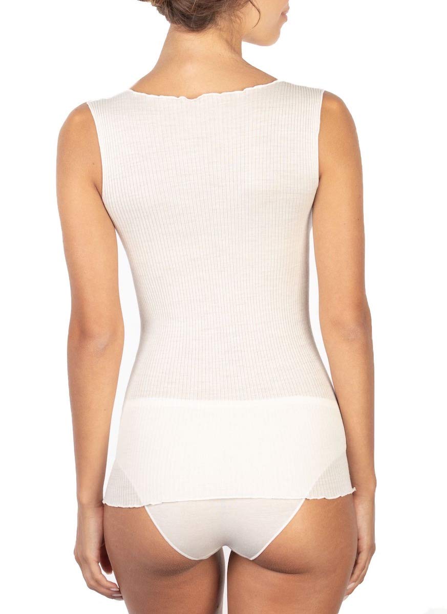Egi Canotta Donna Spallina Larga S-M bianco lana e seta