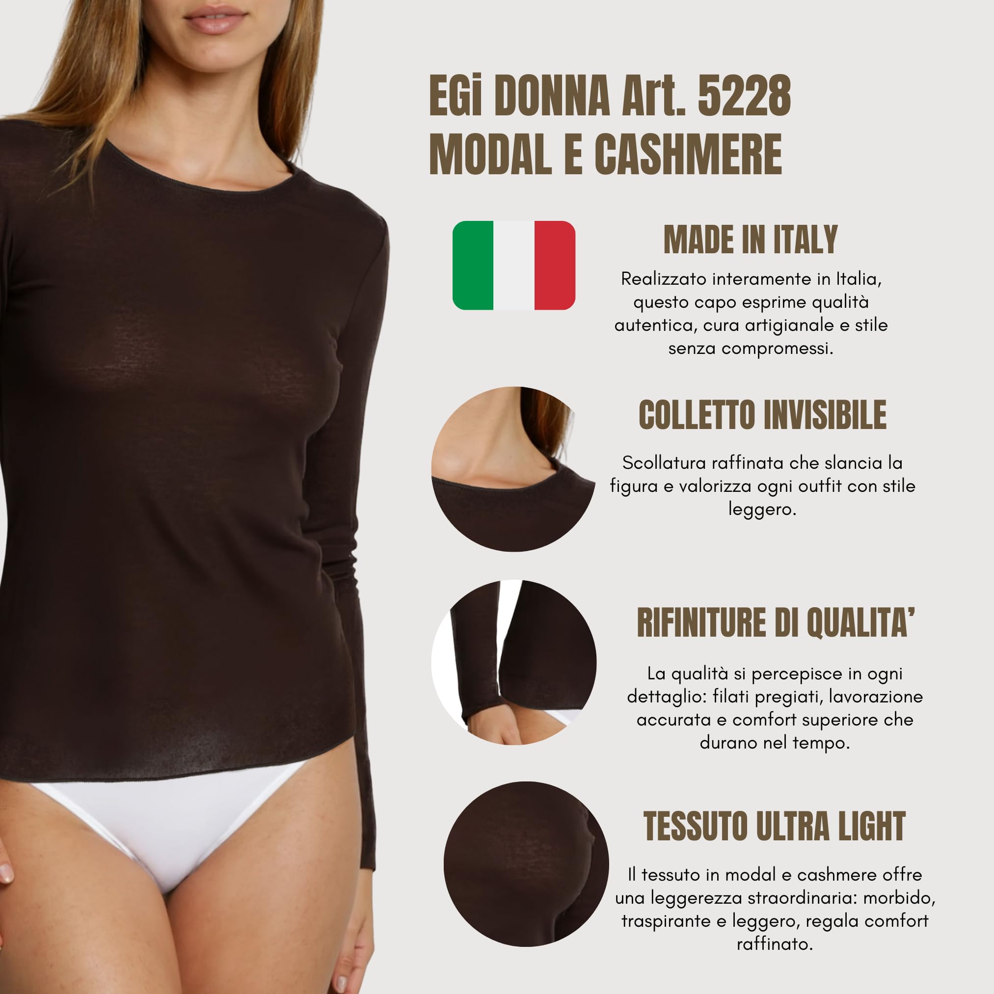 Egi 5228 maglia cashmere ultralight termica leggera