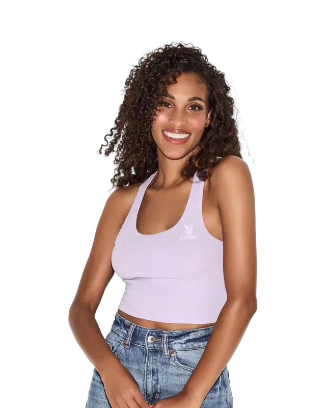 Playboy Classic Logo Racerback canotta lilla cropped