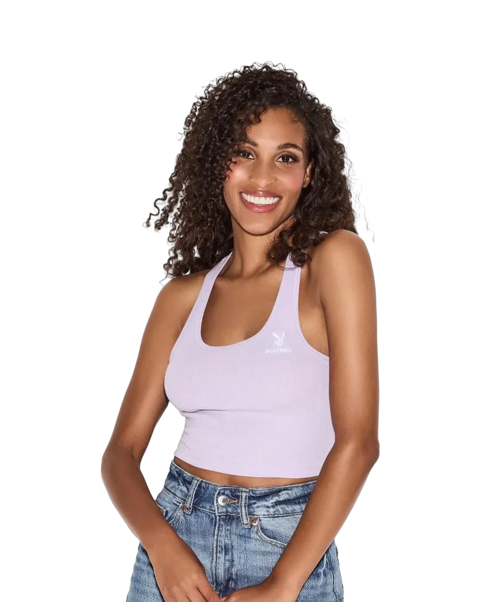 Playboy Classic Logo Racerback canotta lilla cropped