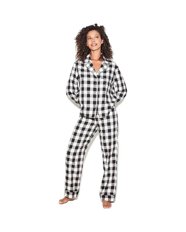 Playboy Flannel Sleep Shirt camicia notte quadri cotone