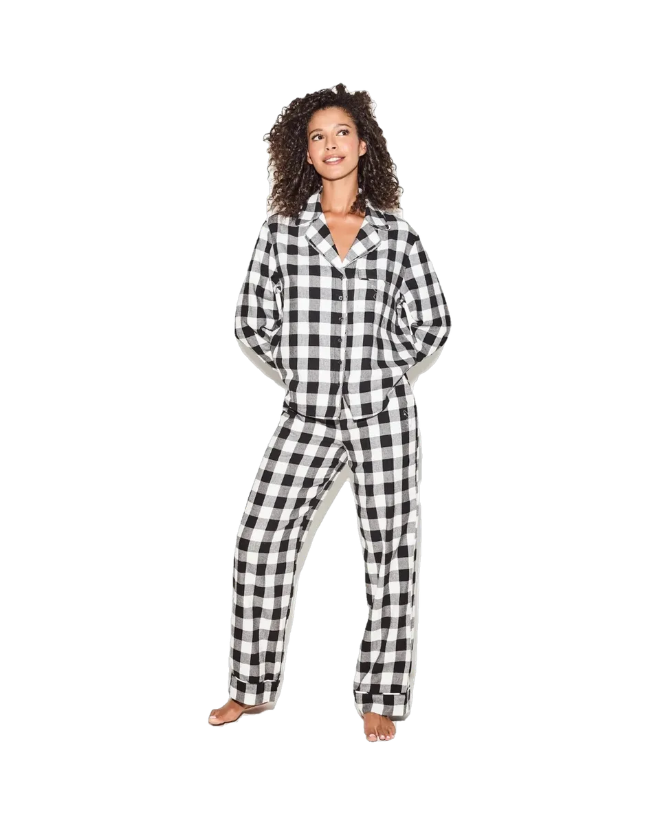Playboy Flannel Sleep Shirt camicia notte quadri cotone