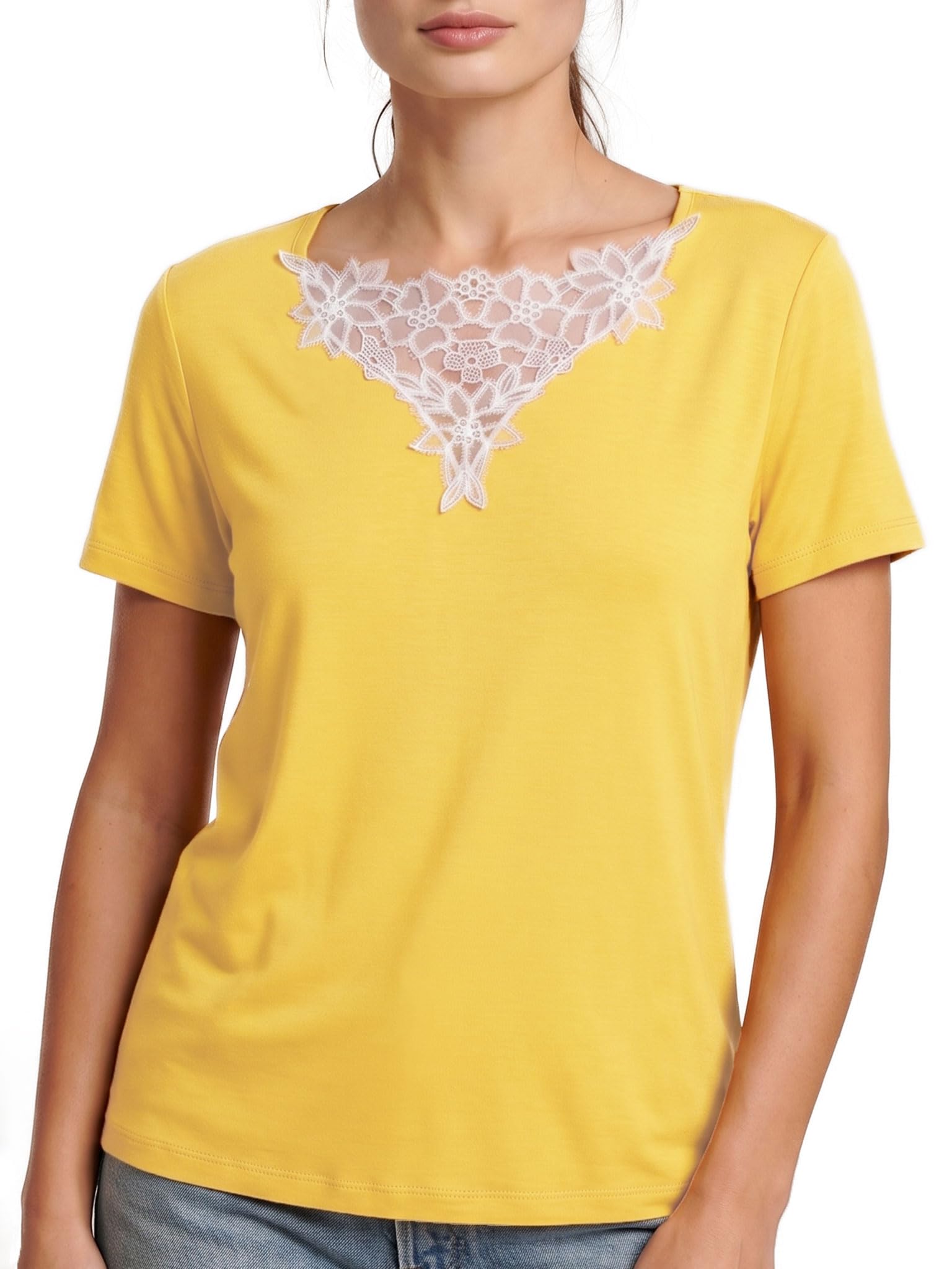 Egi Art. 1785 T-Shirt Donna Viscosa Blu S-M Pizzo Macramè