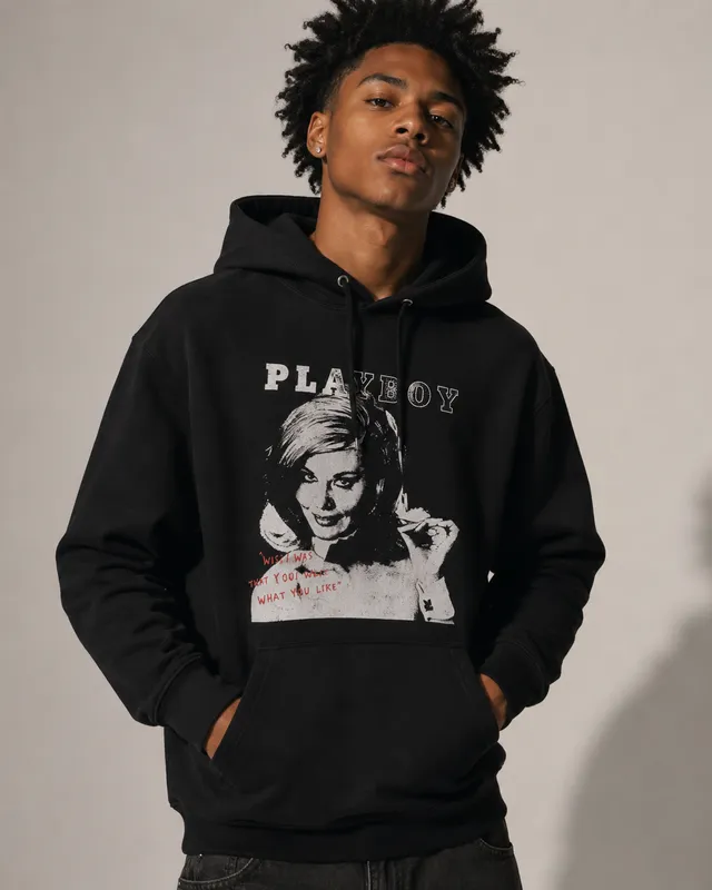 Playboy Iconic Playmate felpa cappuccio unisex nera oversize