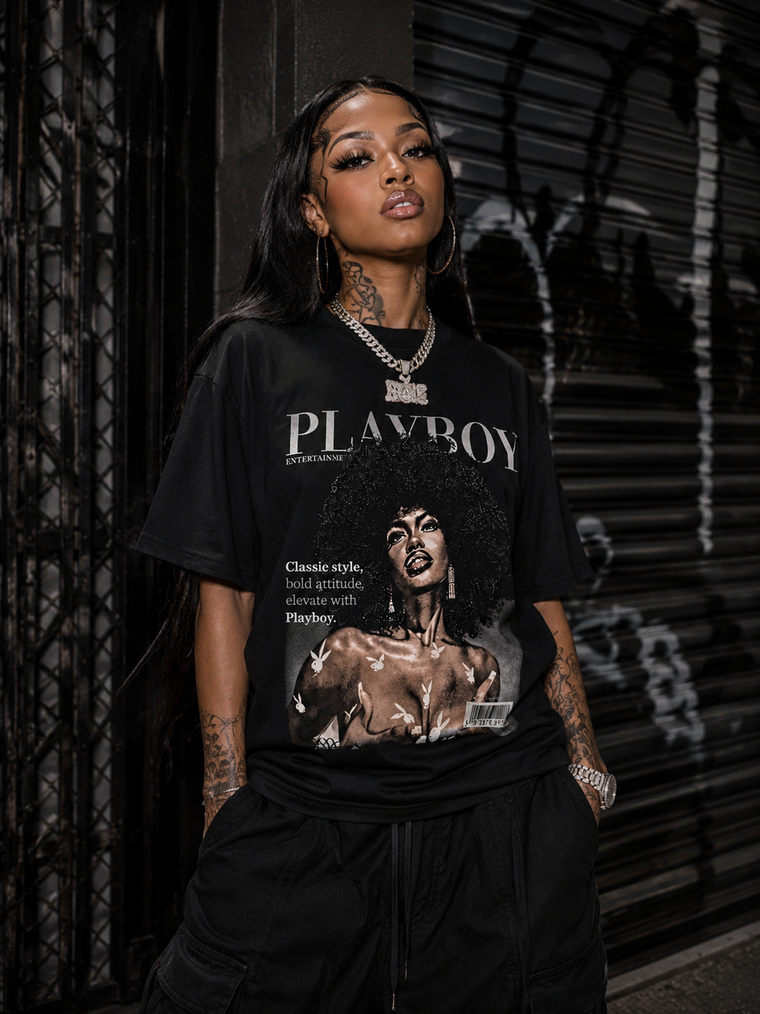 Playboy Class Tee T-Shirt Unisex Cotone Nero
