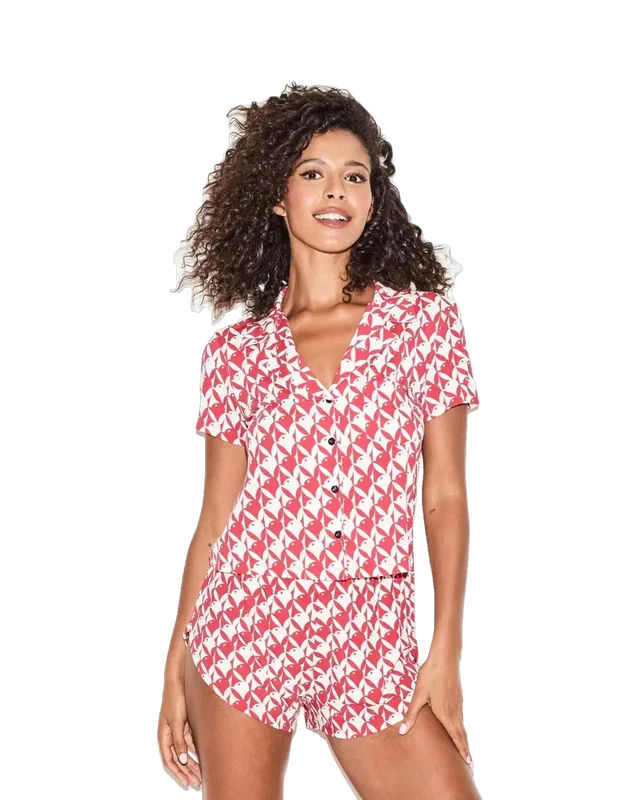 Playboy Cozy Sleep Shorts modal rossi donna