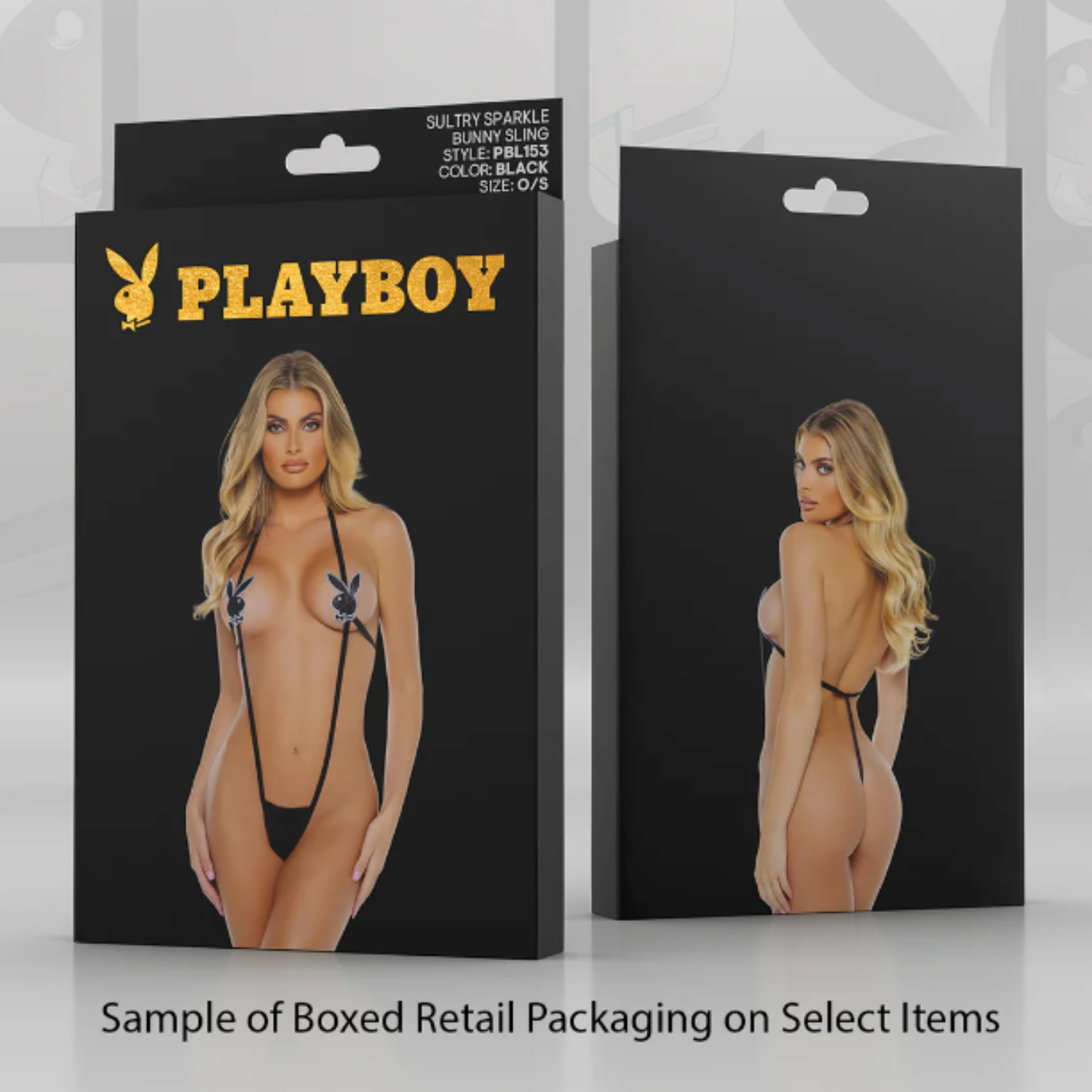 Playboy Burnout Bunny set lingerie 2 pezzi nero mesh