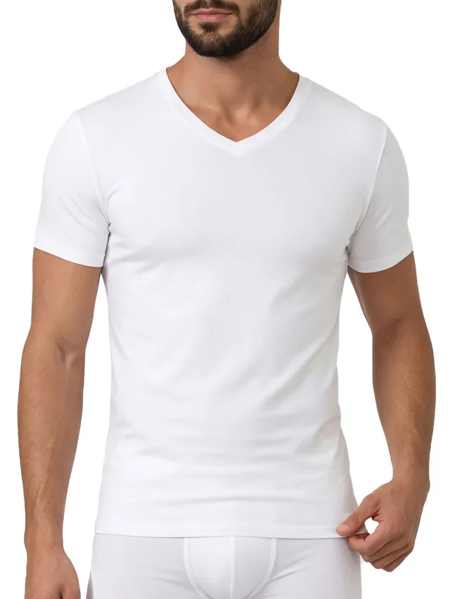 Egi 1185 Maglia Uomo Scollo V Micromodal Bianco