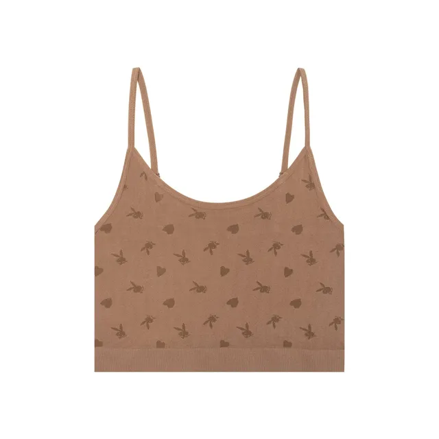 Playboy Bunny canotta crop seamless marrone scollo
