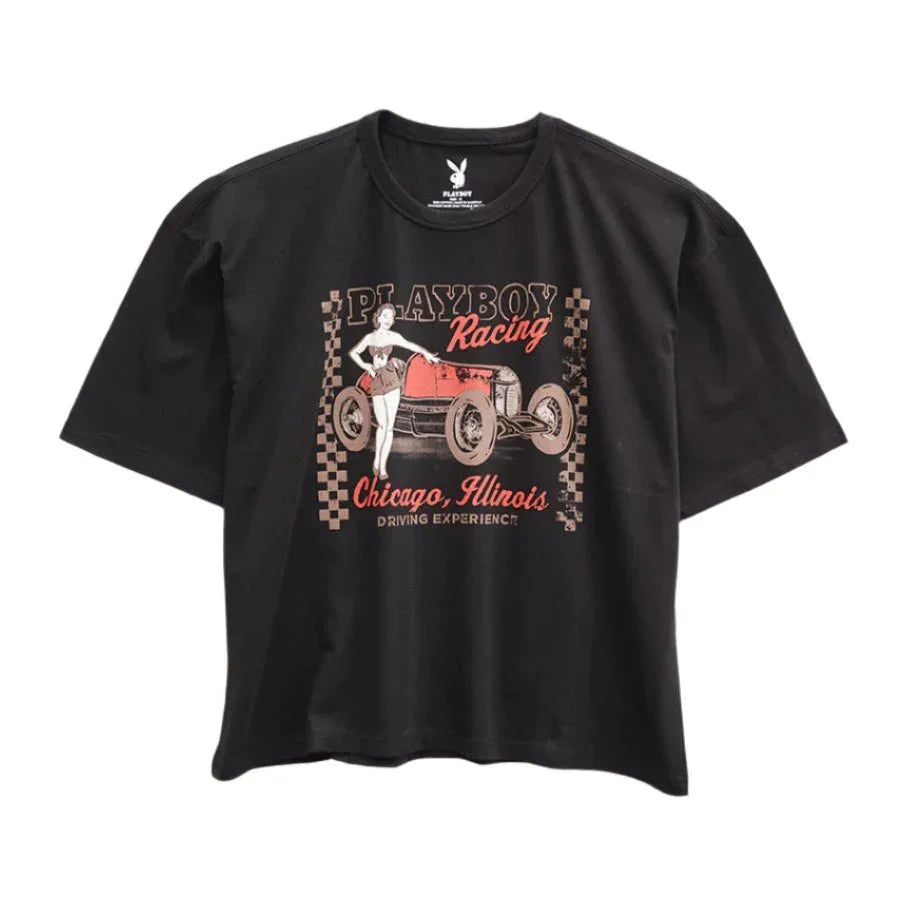 Playboy Racing Chicago Boxy Tee t-shirt bianca cotone