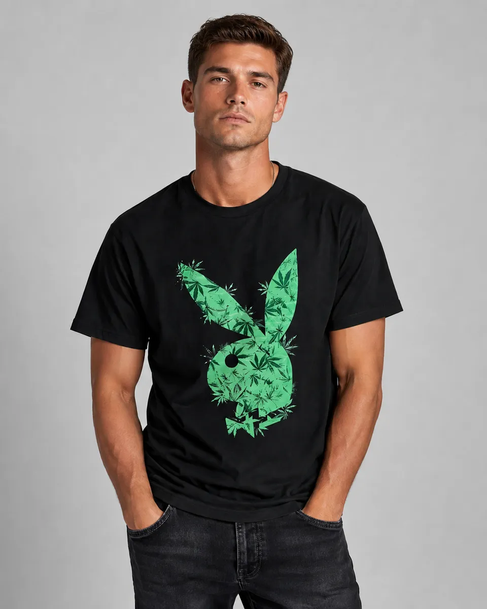 Playboy High Bunny Tee t-shirt nera cotone