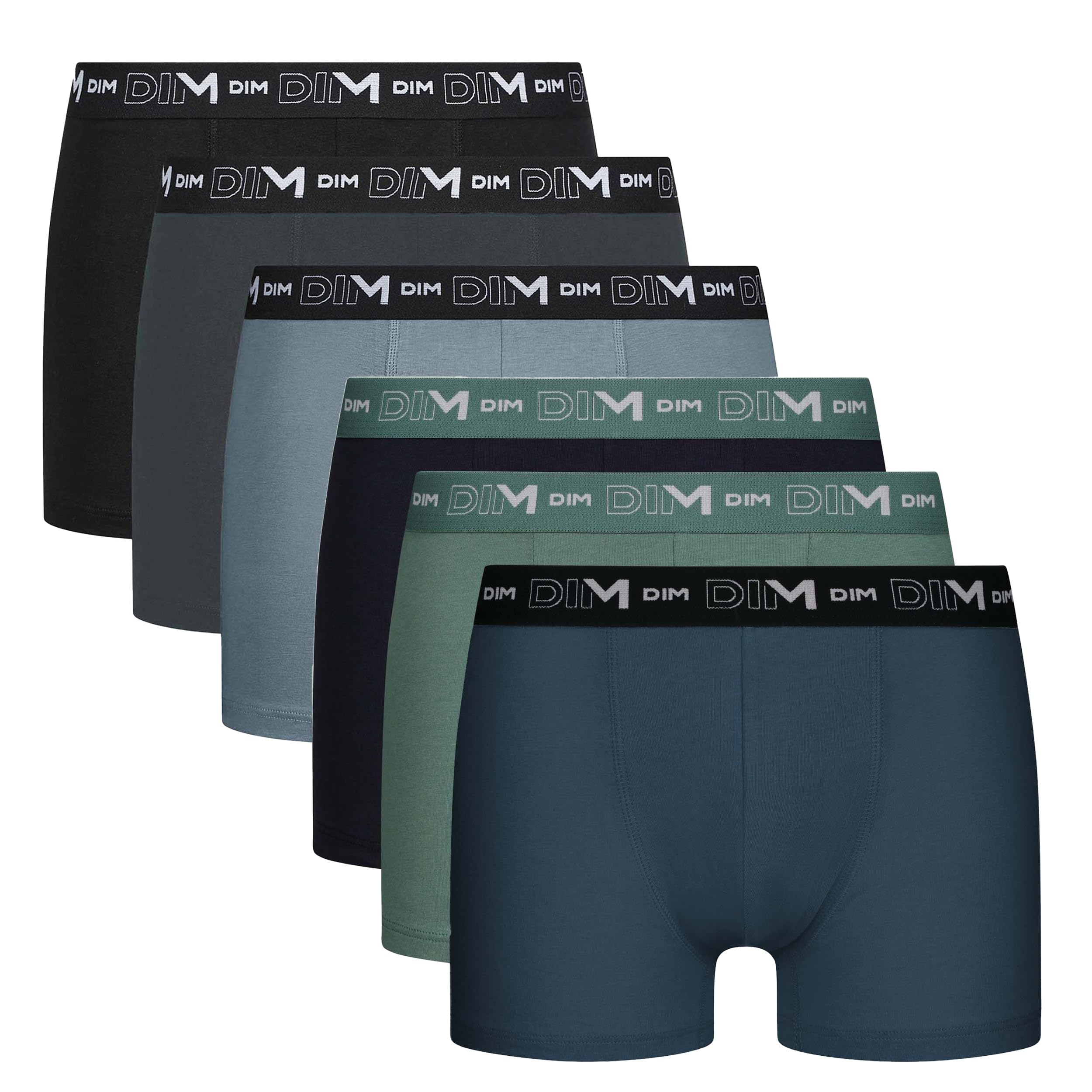 DIM Essential Boxer Uomo Cotone 6 Pezzi Nero Traspirante
