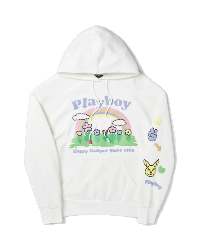 Playboy Beaded Rainbow felpa cappuccio donna bianca cotone