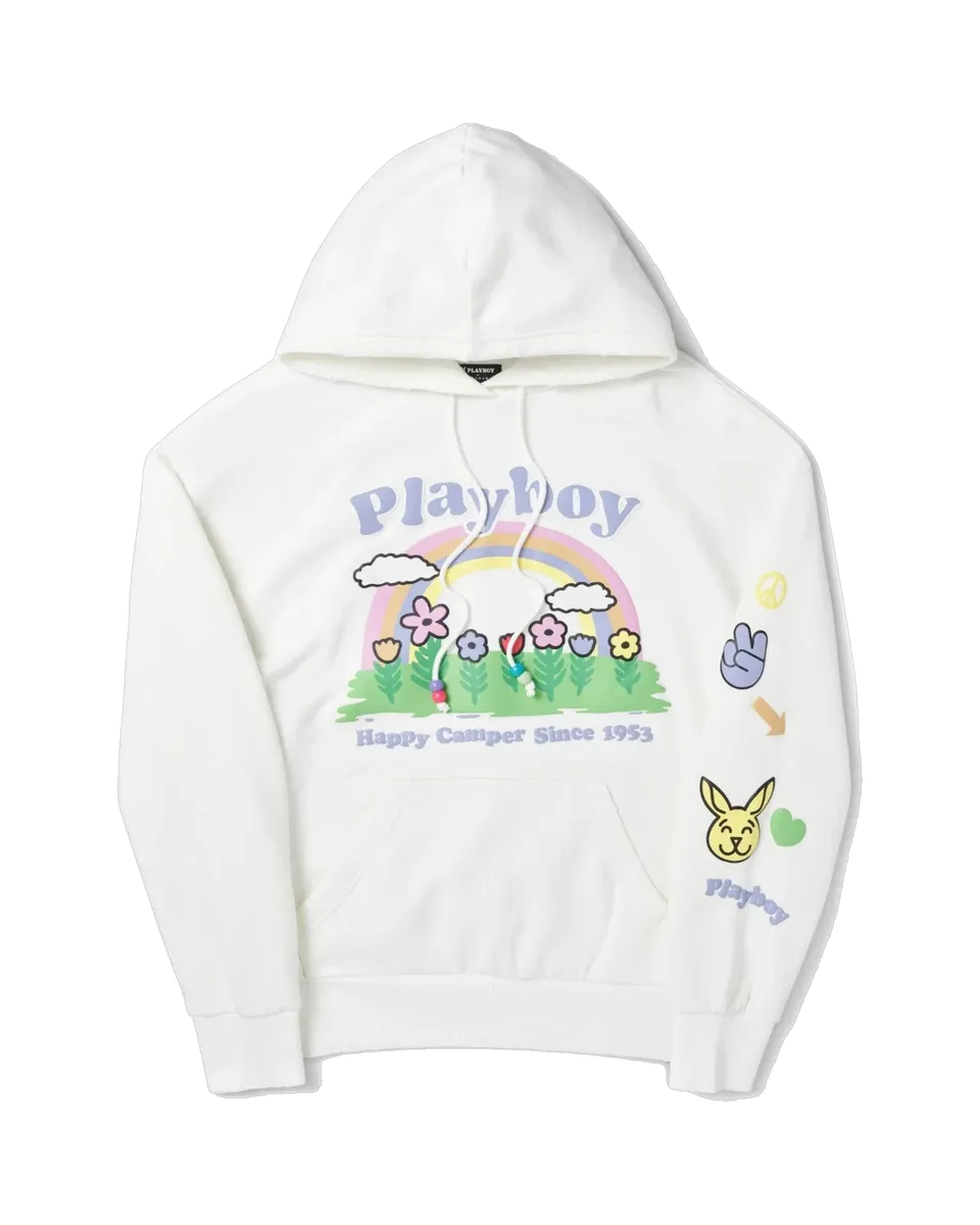 Playboy Beaded Rainbow felpa cappuccio donna bianca cotone