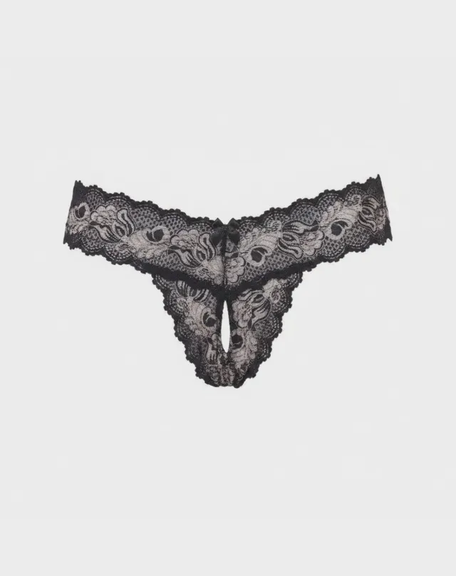 René Rofé perizoma V-thong aperto S/M nero in pizzo