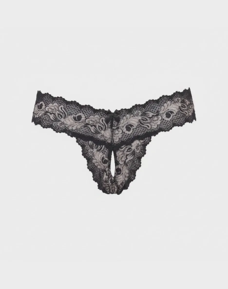 René Rofé perizoma V-thong aperto S/M nero in pizzo