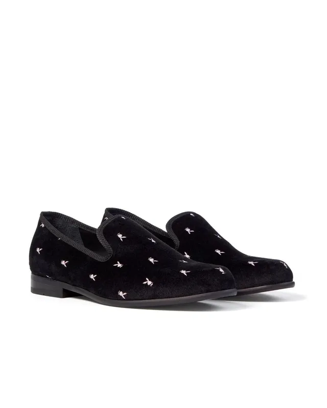 Playboy Duke + Dexter Velvet Mini Rabbit Head mocassini velluto neri