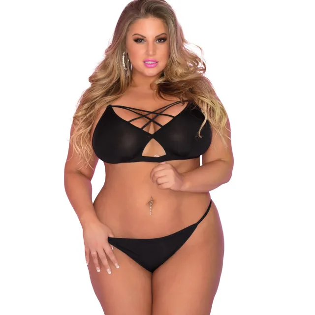 René Rofé Back Talk completino reggiseno perizoma nero 1X2