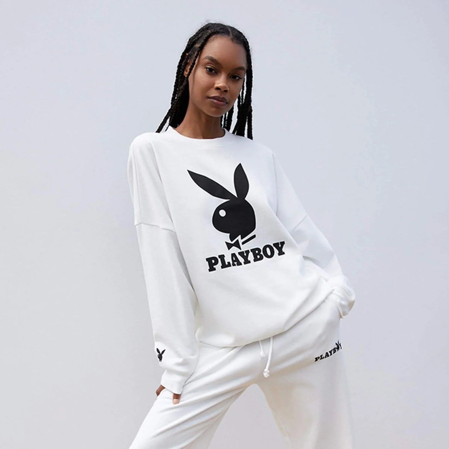 Playboy Classic felpa girocollo donna bianca