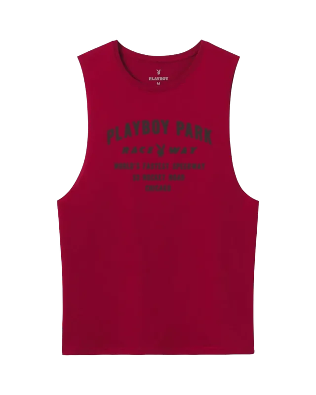Playboy Raceway canottiera muscle bordeaux cotone