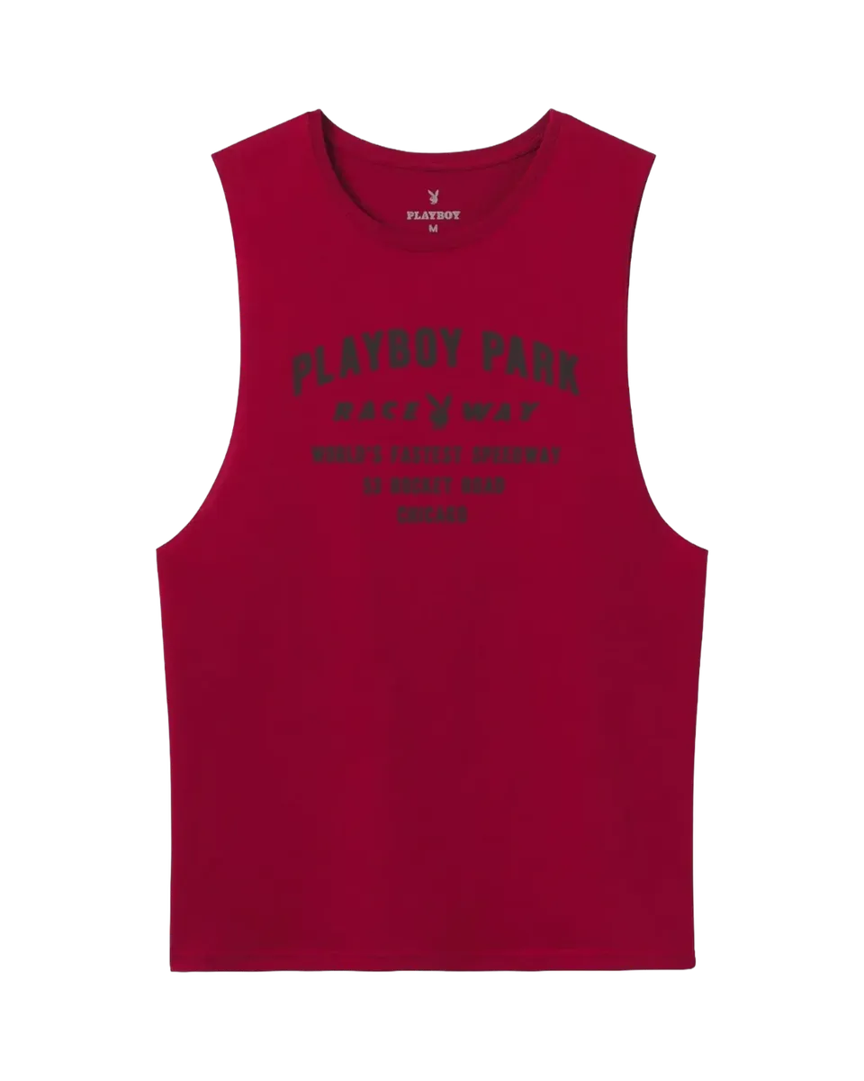 Playboy Raceway canottiera muscle bordeaux cotone