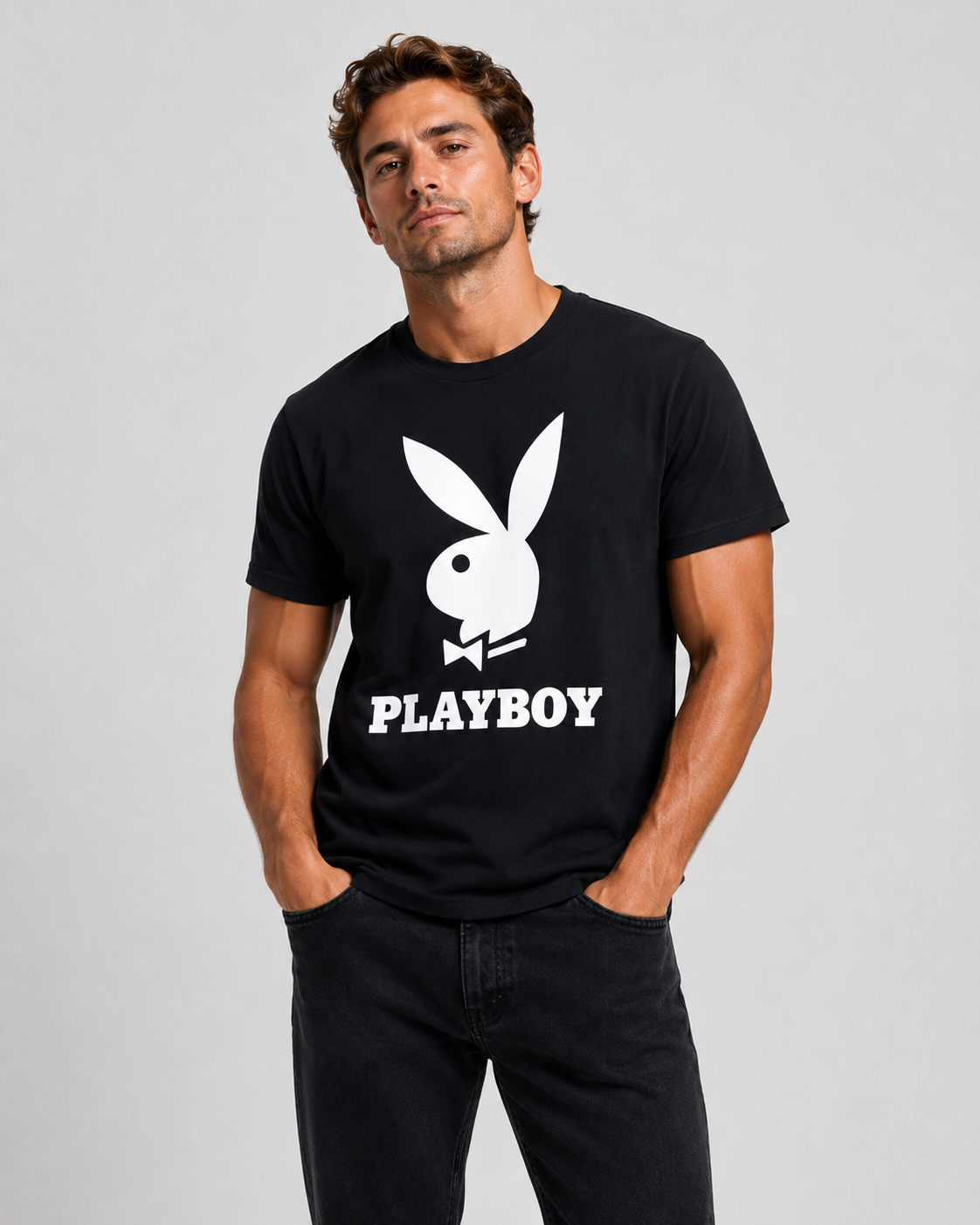Playboy Logo T-Shirt maglietta cotone bianca