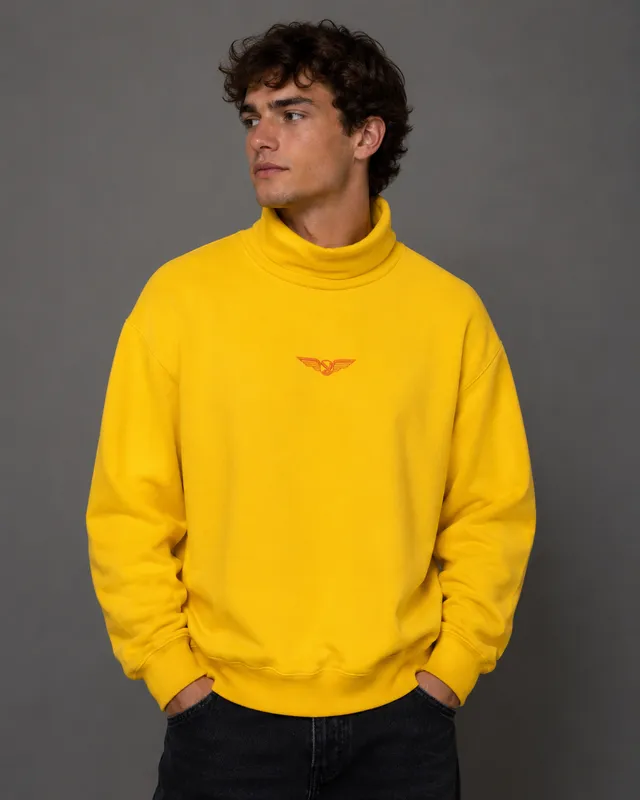 Playboy Aviation Wings felpa collo alto senape cotone
