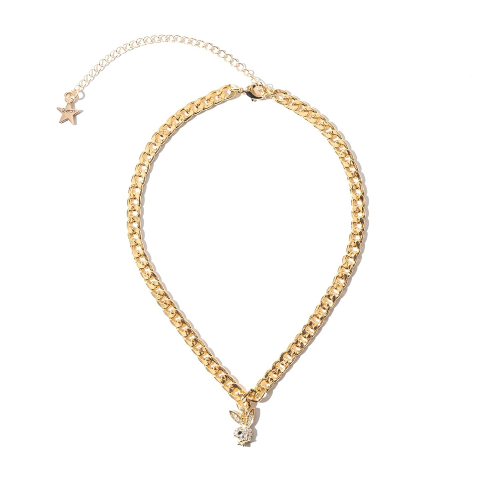 Playboy Dalmata Rabbit Head collana choker acciaio cristalli
