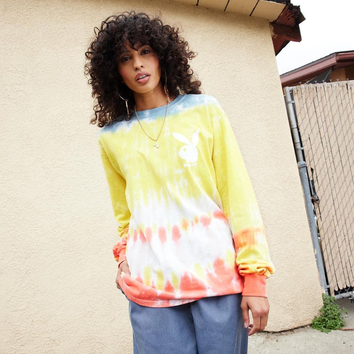 Playboy Tie-Dye Logo maglia maniche lunghe cotone organico