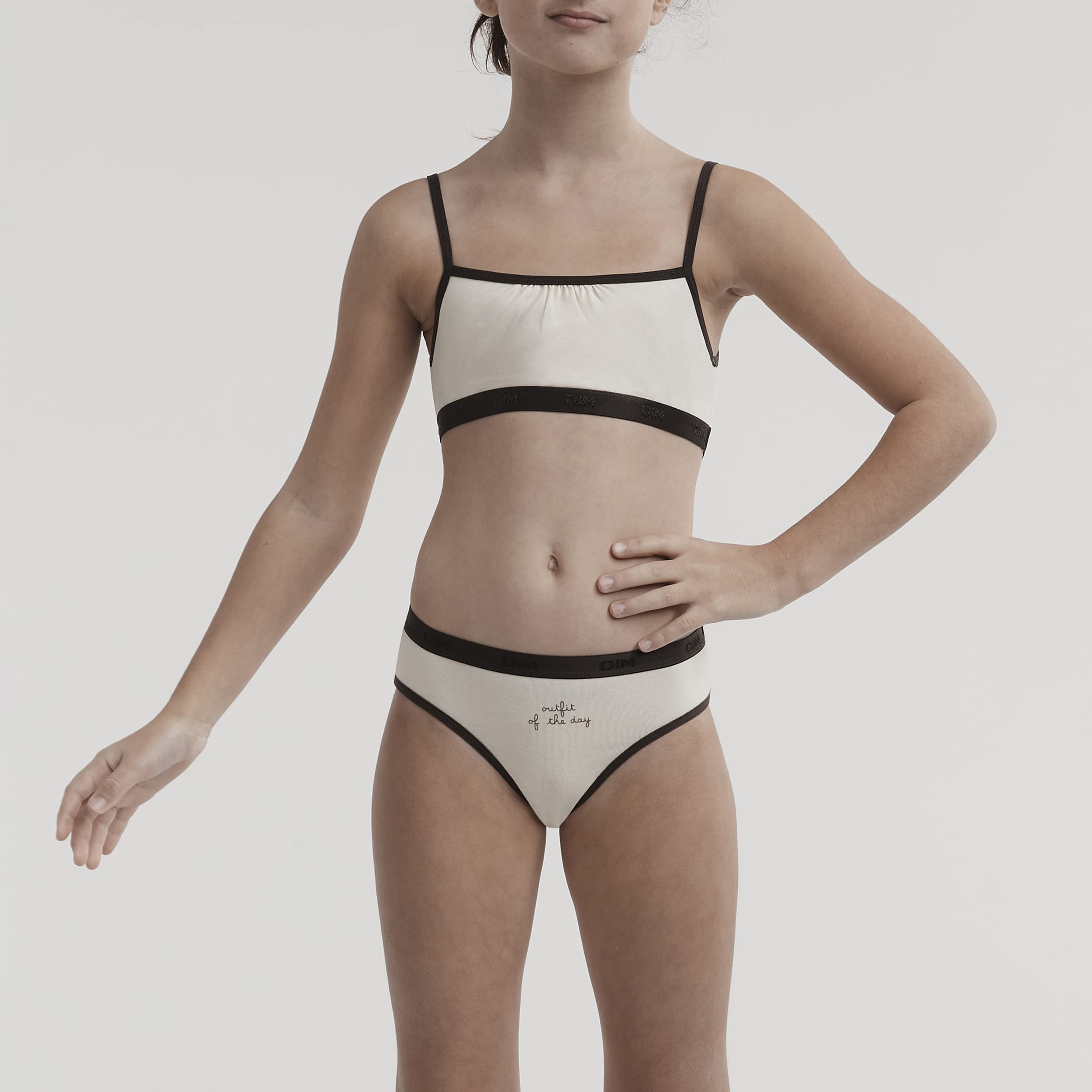 Dim Les Pockets Reggiseno Bambina Pois Beige x2 Cotone