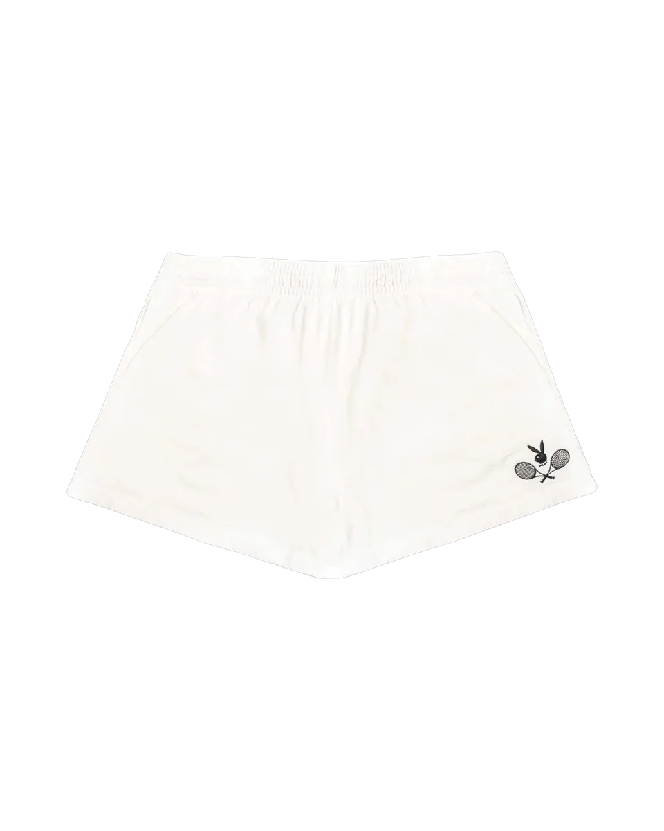 Playboy Tennis Club shorts bianco cordoncino