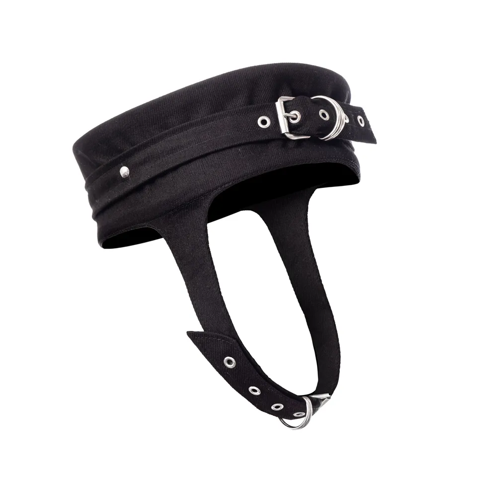 Lorenzo Seghezzi Chinstrap Hat cappello nero denim cotone