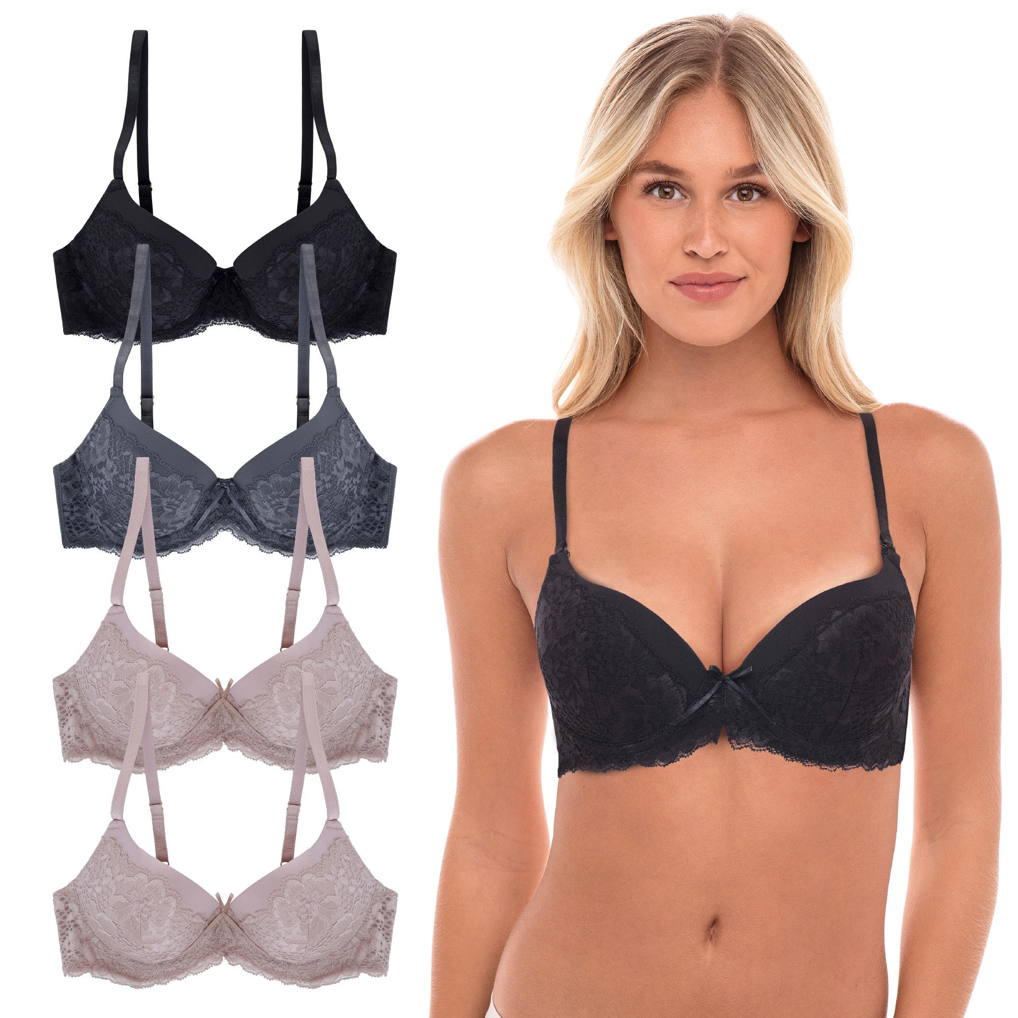 René Rofé Sophie B reggiseno push-up pizzo 4 pezzi 34B