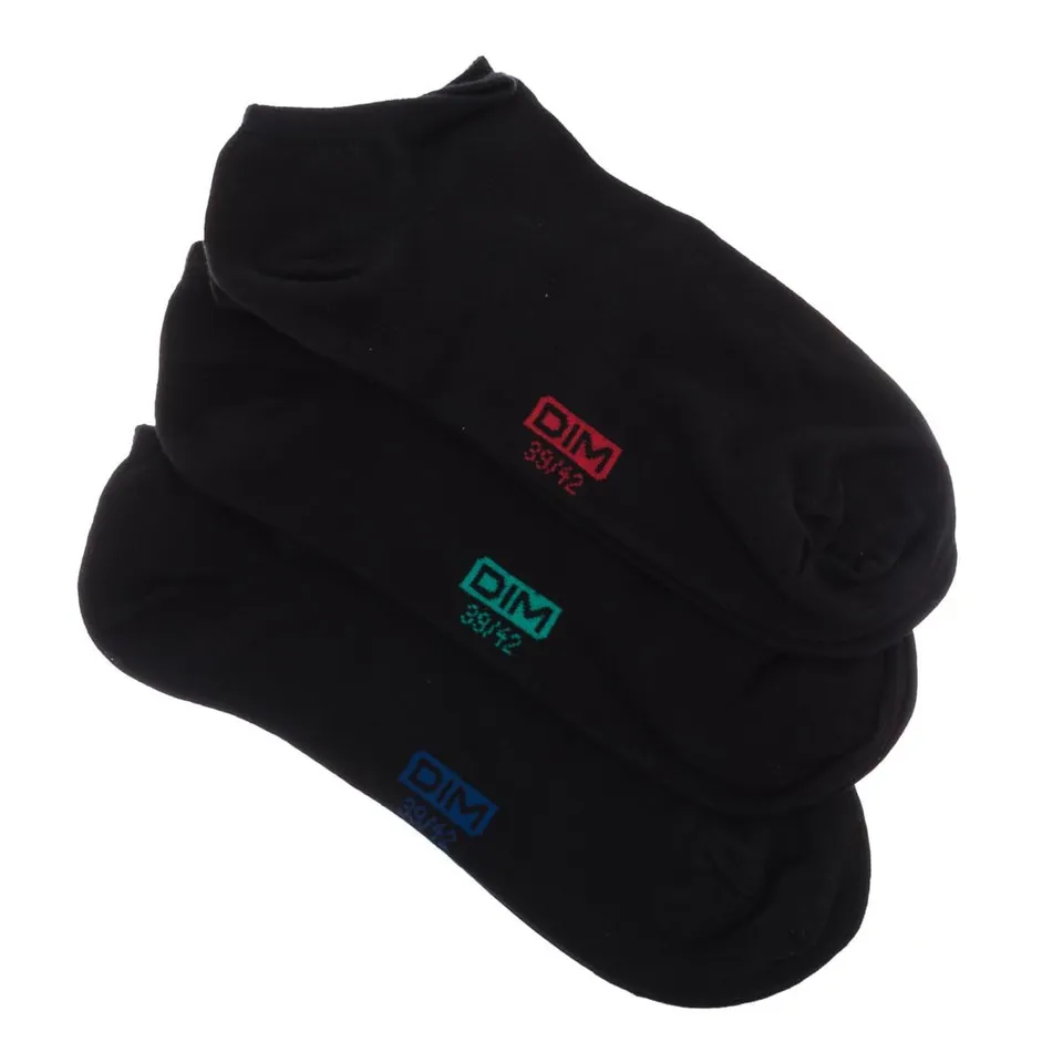 Dim Coton Comfort calzini uomo corti 3 paia neri cotone