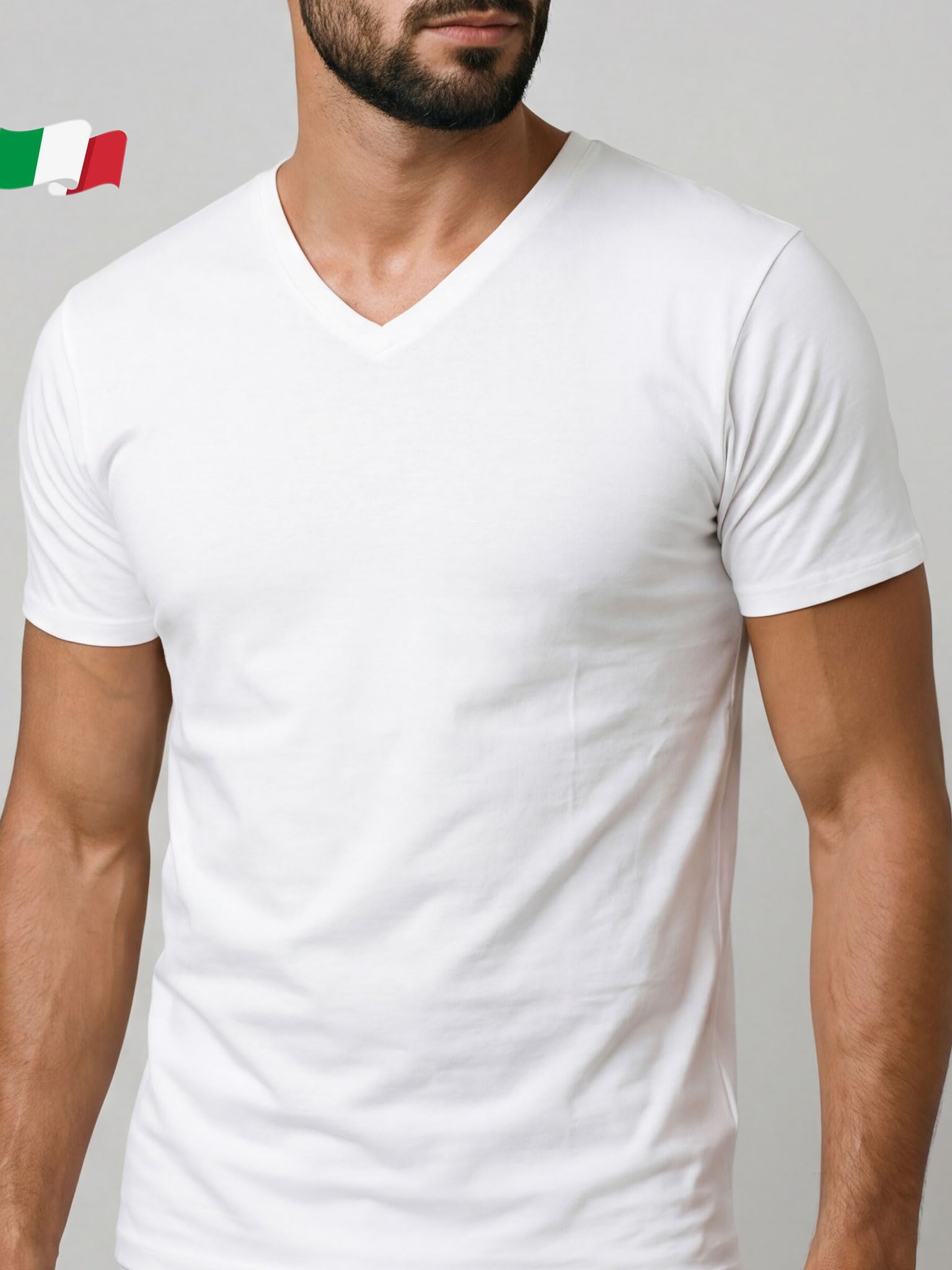 Egi Art. 5423 Maglia Uomo Cotone Mezza Manica Scollo V Bianca M