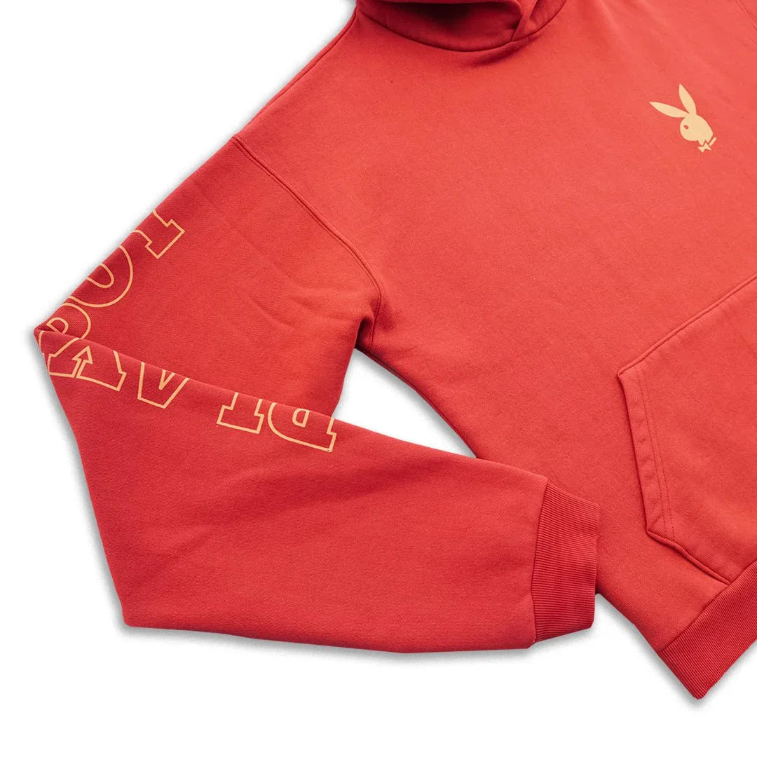 Playboy Bunny Logo hoodie felpa rossa vestibilità oversize