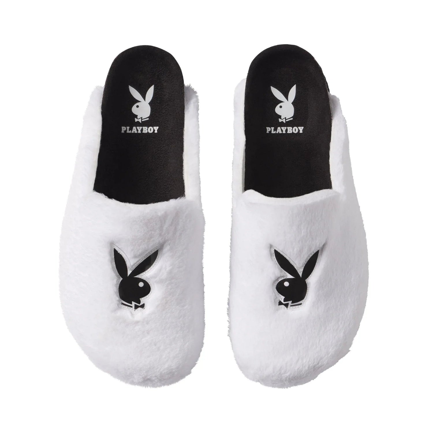 Playboy Fuzzy Slides ciabatte pelose bianche comfort