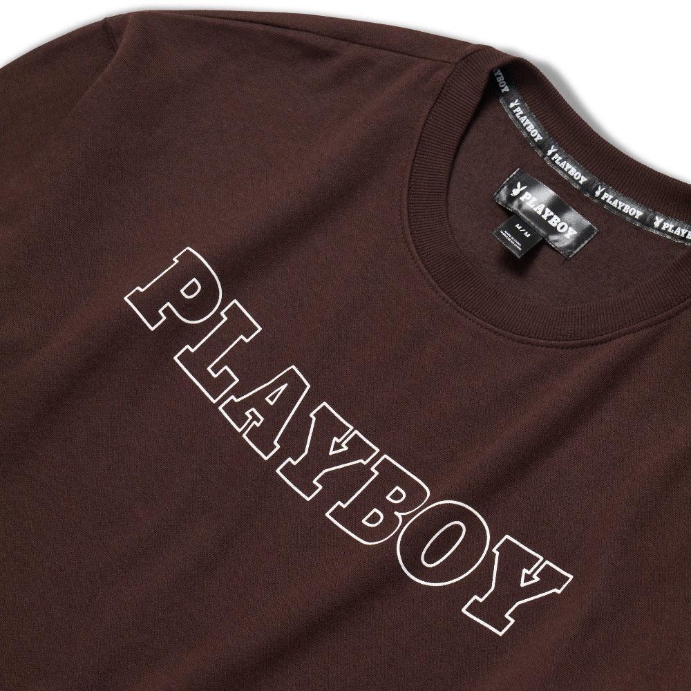 Playboy Masthead Felpa Girocollo Marrone Grafica Logo