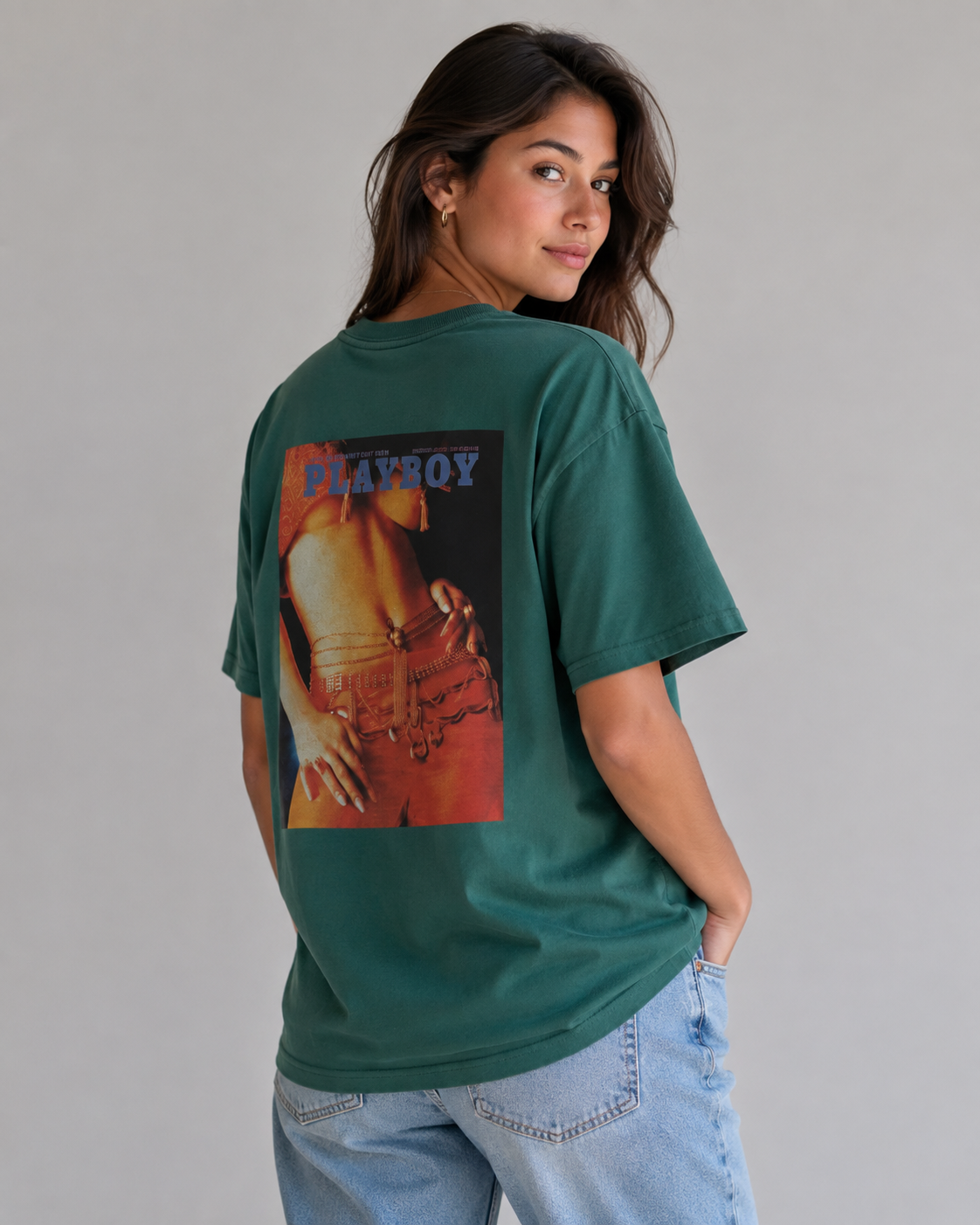 Playboy Feb 1971 Cover t-shirt verde cotone