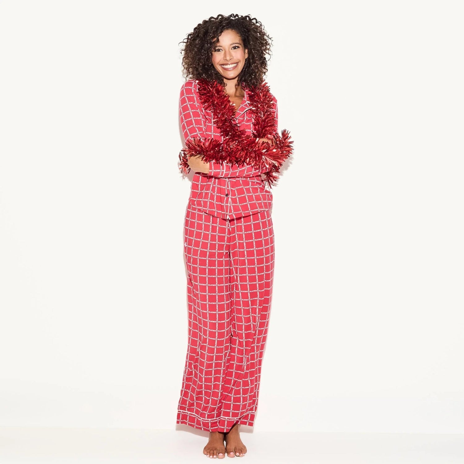 Playboy Classic Sleep Set Pigiama Modal Rosso Logo