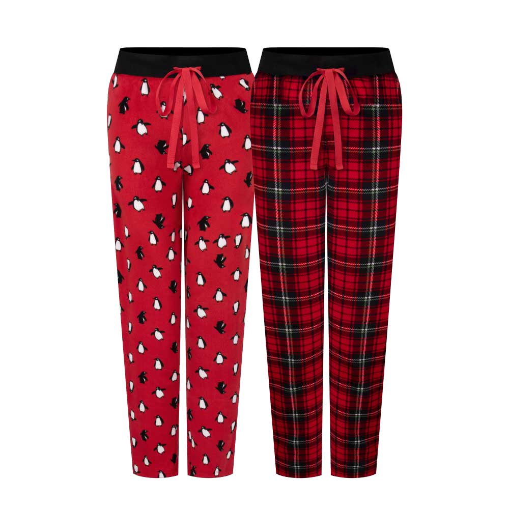 René Rofé pantaloni pigiama ciniglia 2 pezzi pinguino