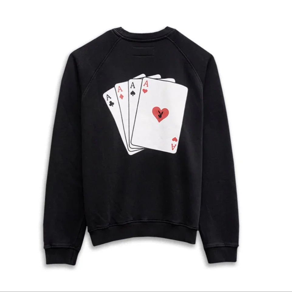 Playboy Deck felpa girocollo nera boxy cotone