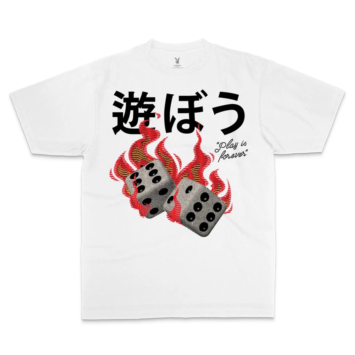 Playboy Fire Dice Tee t-shirt cotone nera unisex