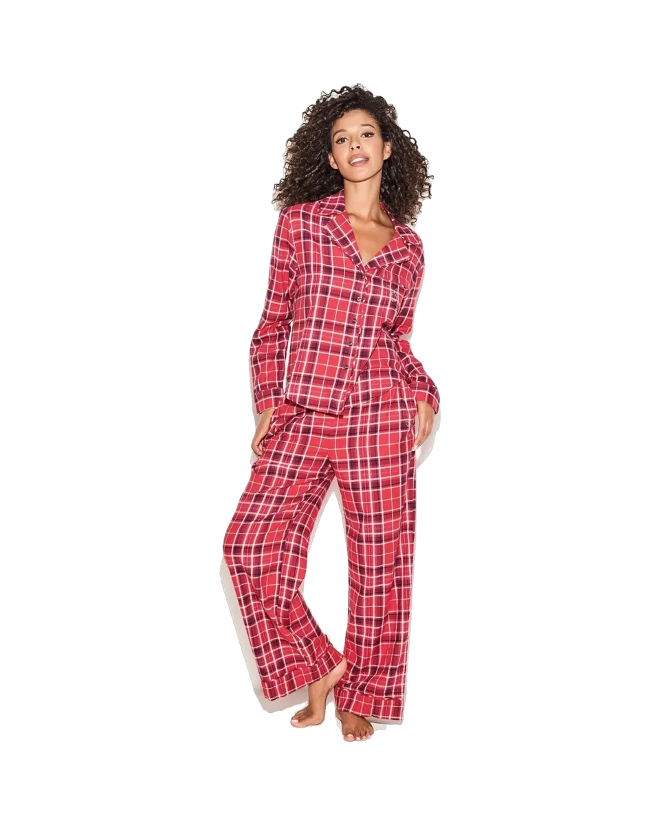 Playboy Red Flannel camicia da notte rossa a quadri flanella