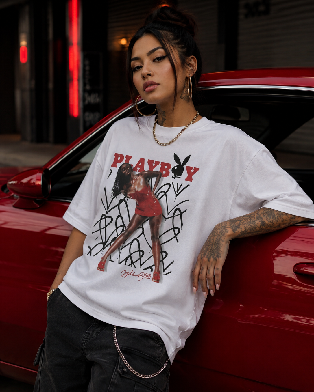Playboy x JGC Editorial Bunny T-Shirt Cotone Bianca