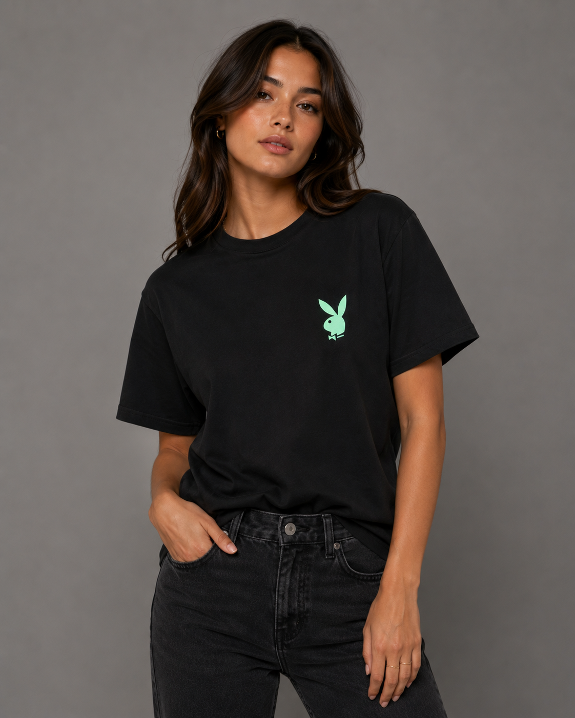 Playboy Dots Tee t-shirt nera cotone unisex