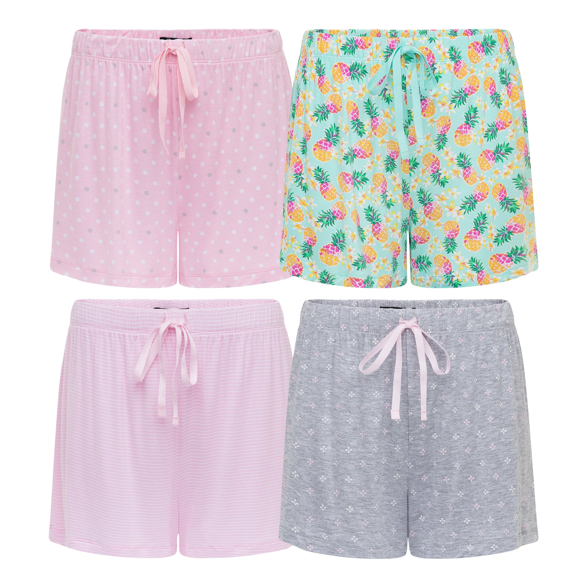 René Rofé Shorts Pigiama 4 Pezzi M Nero Leopardato leggero