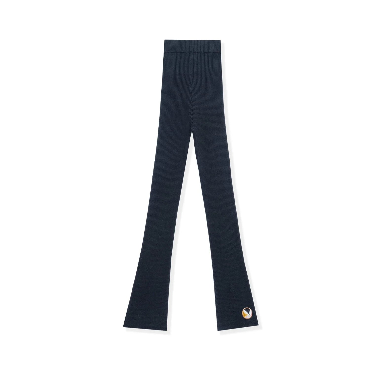 Playboy Flared Ribbed leggings a zampa neri cotone elasticizzato